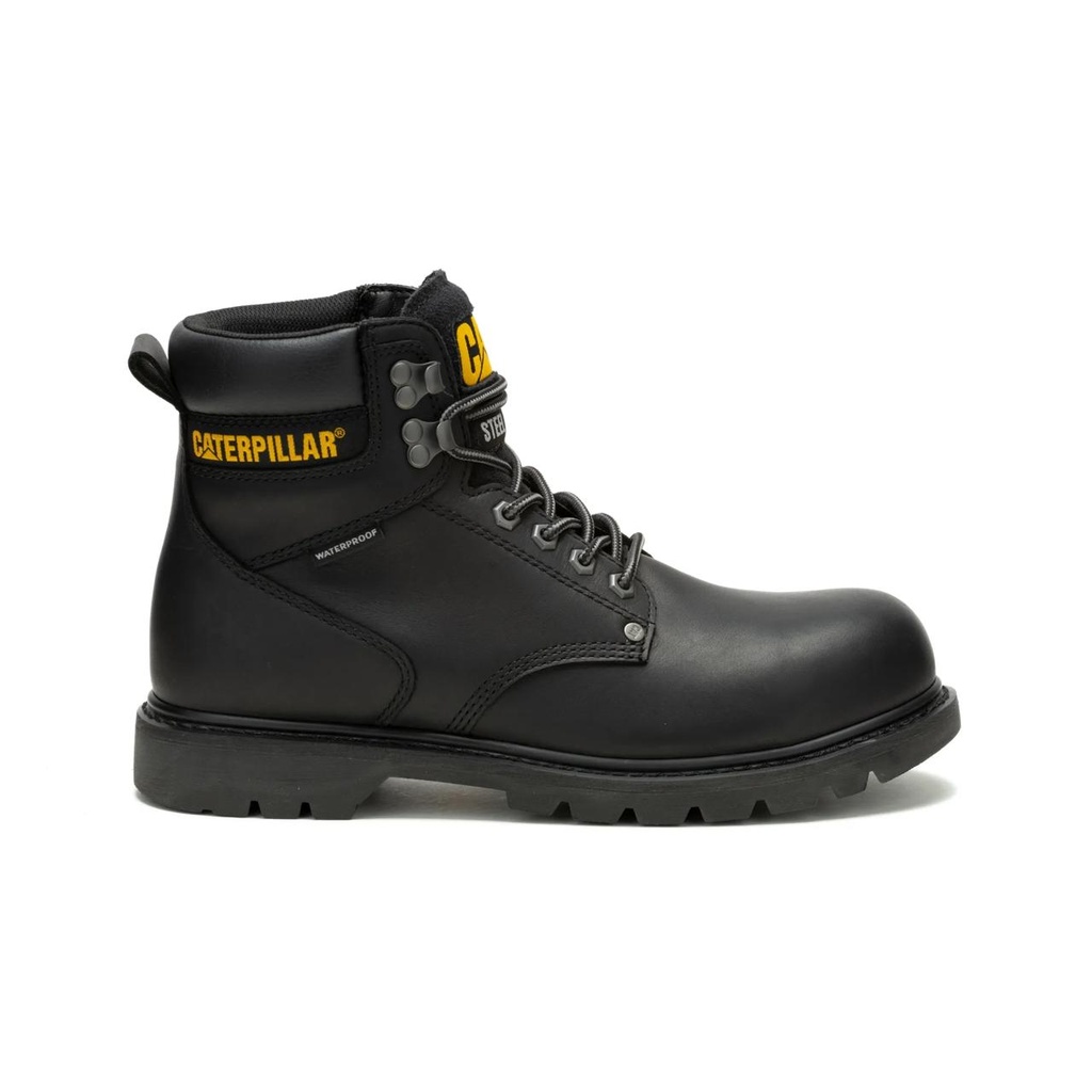 [CAT-58470M-P91658-UK6] CAT Second Shift Waterproof Steel Toe Work Boot (Black, UK 6)