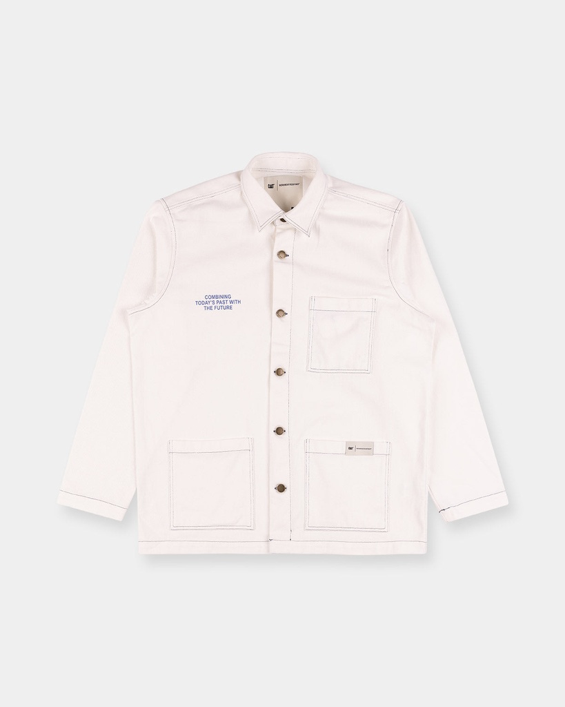 [CAT-0559717535-WHITE-S] CAT Bull Denim Overshirt With Contrast Stitch (S)