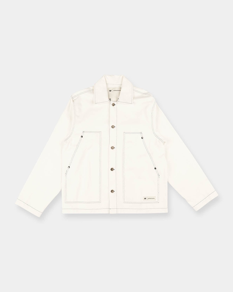 [CAT-0550149279-BONE-S] CAT Big Pocket Bull Denim Jacket With Contrast Stitch (S)