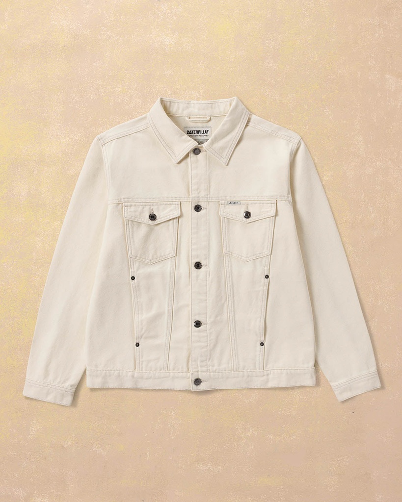 [CAT-9803333791-OVERCAST-S] CAT Trucker Jacket Cat Wwr Designed By Avery Ranch Canvas (Overcast, S)