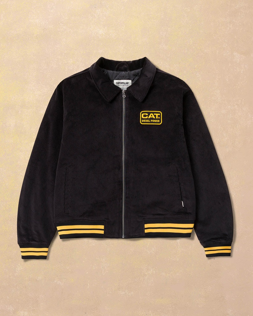 [CAT-9782427807-PITCHBLACK-S] CAT Corduroy Bomber Jacket Cat Wwr Designed By Avery Ranch (S)
