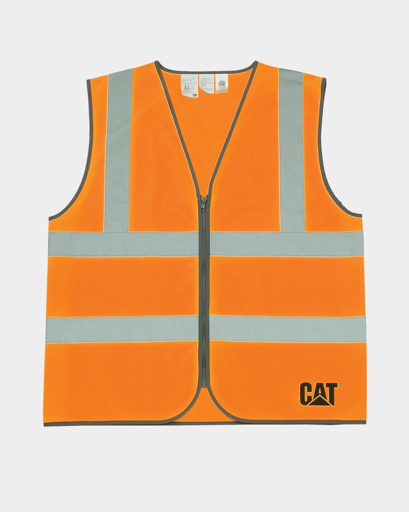 [CAT-5183185980-HIVISORANGE-M/L] CAT Men's Hi-Vis Zip Safety Vest (Hi-Vis Orange, M/L)