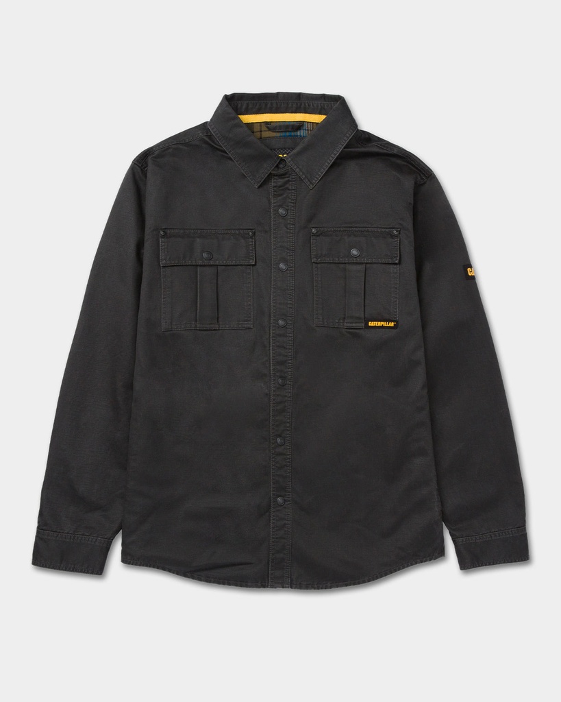 [CAT-9371776159-BLACK-S] CAT Men's Waxed Cotton Shirt Jacket (Black, S)